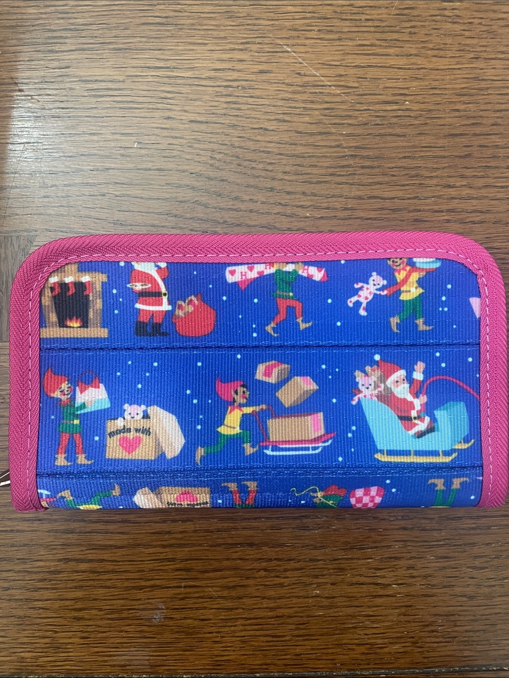 Harveys Santa Workshop Festive Santa & Elves Zip Wallet in Blue and Pink